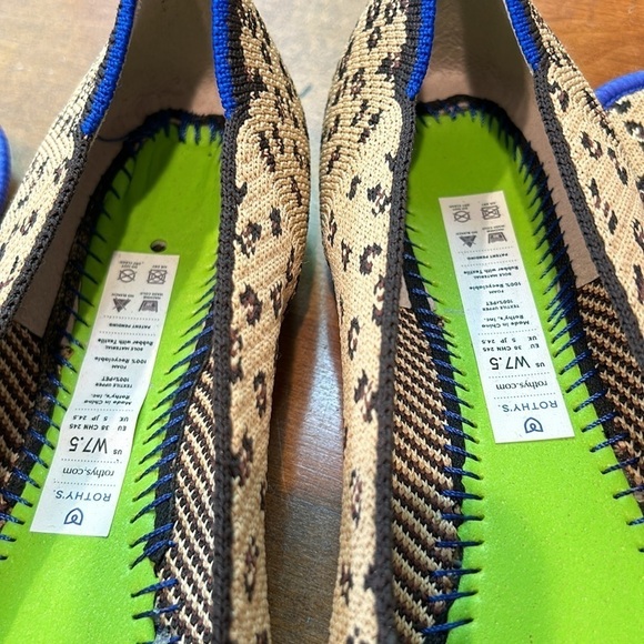 Rothy’s round toe flat ballerina slip on mini cheetah brown tan women’s 7.5 - Picture 5 of 10